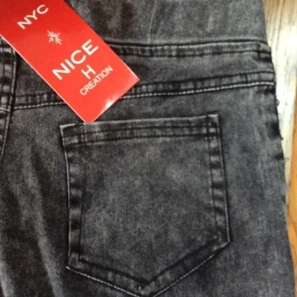 𝅺NYC NICE H 💕Black Denim Leggins with Lace💕 - Picture 4 of 4